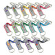 A collection of colourful reflector key rings with various logos and metal carabiner clips. A collection of colourful reflector key rings with various logos and metal carabiner clips.