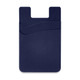 A dual silicone phone wallet in navy blue with two card slots and a wave design. Features a logo.