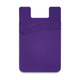 A purple dual silicone phone wallet with two pockets for cards and a slim design. It features a logo.