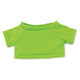 A bright green plush toy top, featuring short sleeves and a rounded neckline, perfect for dressing up toys.
