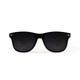 Bamboo sunglasses with a black frame and dark lenses, featuring a logo on the side.