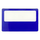 A blue pocket ruler magnifier with a transparent sleeve for viewing and measuring.