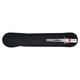 A plastic pen in a black felt case, featuring silver and red accents, with a logo on the pen.