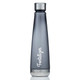 A drink bottle in a sleek grey design with a metallic top and a logo visible on the body.