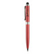 A red Canterbury stylus pen with a chrome clip and a black rubber tip for touchscreen use. It has a logo on the body.