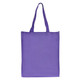 A large purple shopping tote bag with gusset and two sturdy handles. It features a branding logo.