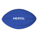 A blue football featuring a logo, with a smooth, rounded design ideal for promotional use.