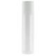 A clear lip balm tube with a white cap, featuring a smooth surface and a simple, minimalist design.