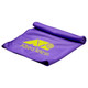 A purple cooling towel with a rolled edge and a logo printed on it.