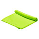 A rolled green cooling towel with a soft texture, suitable for leisure and outdoor activities.