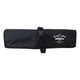 A black roll-up bag with a strap, featuring a logo on the front.