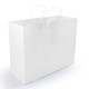 A plain white extra-large paper bag with two handles, designed for carrying items.
