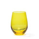 A yellow wine glass with a smooth, rounded shape and a thick base, featuring a glossy finish.