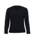 A black Merino Detailed Vee Pullover for women, featuring a classic V-neck and long sleeves.