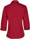 A red women's Teflon executive shirt with 3/4 sleeves and a collar, featuring a back view.