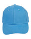 A blue heavy brushed cotton cap with a logo on the front and ventilation eyelets on the sides. A blue heavy brushed cotton cap with a logo on the front and ventilation eyelets on the sides.
