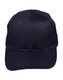 A navy blue polycotton twill cap with a structured design and a logo on the front.