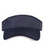 A navy blue sandwich visor with a wide brim and an adjustable strap; features a logo on the front.