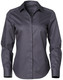 A button-up shirt in dark grey with a dobby striped pattern and a collar. Features long sleeves and a logo. A button-up shirt in dark grey with a dobby striped pattern and a collar. Features long sleeves and a logo.