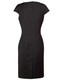 A fitted black wool blend dress with cap sleeves and a back zipper. The dress features tailored seams and a sleek silhouette.