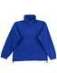 A blue polar fleece jumper for kids with a high collar and a quarter zip, featuring adjustable drawstrings at the hem. A blue polar fleece jumper for kids with a high collar and a quarter zip, featuring adjustable drawstrings at the hem.