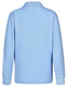 A light blue long sleeve polo shirt made from traditional poly/cotton pique knit, featuring a collar and logo.