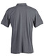 A grey polo shirt with a classic collar and short sleeves, featuring a logo on the side.