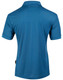 A blue men's polo shirt with a short sleeve and a collar, featuring a logo on the side.