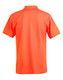An orange men's polo shirt featuring a collar and short sleeves, with a brand logo on the chest.