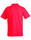 A bright red men's polo shirt with a classic collar and short sleeves, featuring a logo.