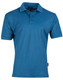 A men's polo shirt in a vibrant shade of blue, featuring a collar and a logo.