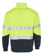 A high-visibility long-sleeve fleece collar sweater in bright yellow with reflective tape and a navy lower section.