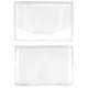 A white microfibre lens cleaning cloth packaged in a clear protective case. The cloth is folded within.