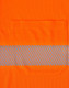 An orange safety polo shirt featuring a reflective stripe and a pocket on the front.