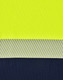 A segmented fabric featuring bright yellow and navy colours with reflective grey stripes across the design.