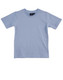 A light blue kids' t-shirt with short sleeves and a round neckline. Features a tag inside the collar. A light blue kids' t-shirt with short sleeves and a round neckline. Features a tag inside the collar.