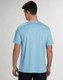 A blue men's Cooldry short sleeve tee featuring a plain back design and a logo on the upper back.