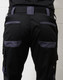 Unisex black cargo work pants featuring multiple pockets and contrasting dark grey waist and pocket details.