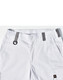 White unisex utility stretch cargo work pants featuring grey accents and a logo on the waistband.