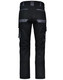 Unisex utility stretch cargo work pants in black with grey accents, featuring multiple pockets and a logo.