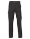 A pair of black cargo pants featuring drill pant pockets on the leg and a stout fit.