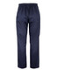 Navy blue scrub cargo pants featuring an elastic waistband and side pockets. Includes a logo on the fabric.