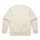 A cream-coloured jumper featuring a plain back. The design includes a ribbed hem and cuffs, alongside a branding logo.