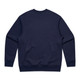 A navy blue jumper featuring long sleeves and a crew neck, with a plain back and a logo.
