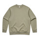 A green jumper with a crew neck and long sleeves, featuring a subtle branding label.