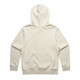 A cream-coloured hoodie with a hood, featuring a plain design and back view. It has a logo on the back.