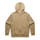 A khaki hoodie with a front kangaroo pocket and a hood, featuring a plain back design.