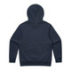 A navy blue hoodie featuring a hood and long sleeves, with a plain back and no visible logos or branding.