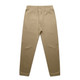 A pair of beige track pants with an elastic waistband and cuffs, featuring a small logo. A pair of beige track pants with an elastic waistband and cuffs, featuring a small logo.