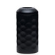 A drink bottle in a matte black finish with a textured surface. It features a circular opening at the top and has a logo.
